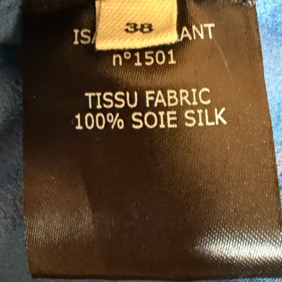 ISABEL MARANT ÉTOILE Sheer Silk Printed Button Up Top Blue Gold Size Small - Picture 10 of 11